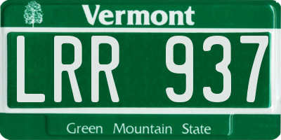 VT license plate LRR937