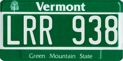 VT license plate LRR938