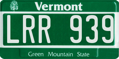 VT license plate LRR939