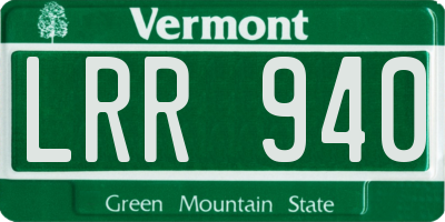 VT license plate LRR940