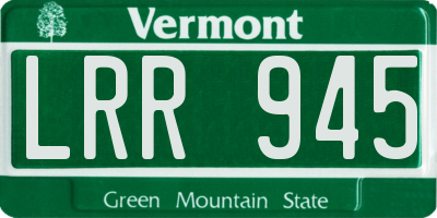 VT license plate LRR945