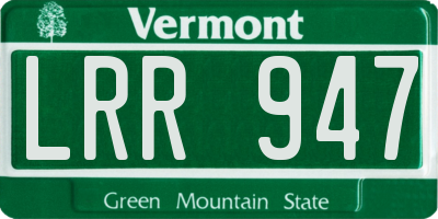 VT license plate LRR947