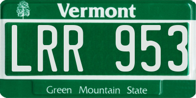 VT license plate LRR953