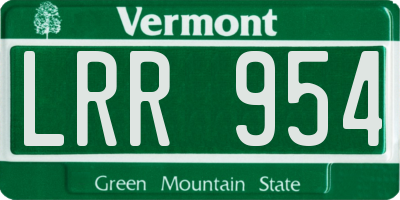 VT license plate LRR954