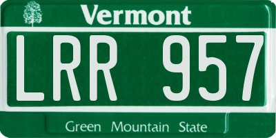 VT license plate LRR957