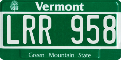 VT license plate LRR958