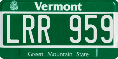 VT license plate LRR959