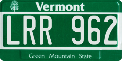 VT license plate LRR962