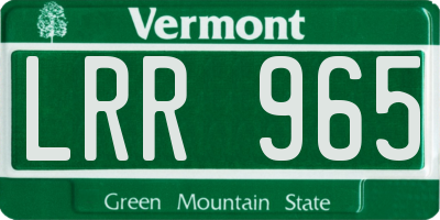 VT license plate LRR965