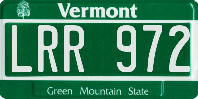 VT license plate LRR972