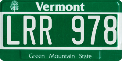 VT license plate LRR978