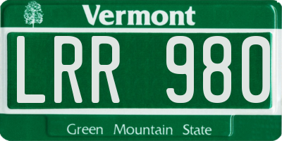 VT license plate LRR980