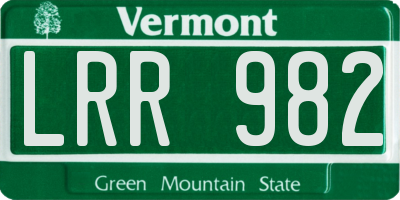 VT license plate LRR982