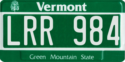 VT license plate LRR984