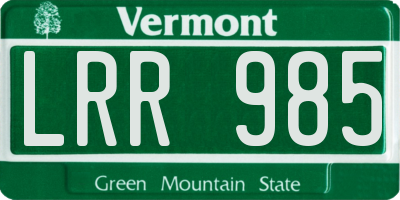 VT license plate LRR985