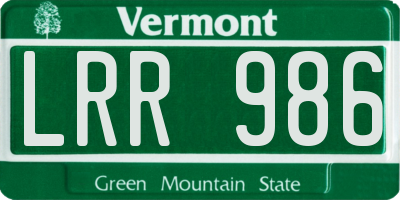 VT license plate LRR986