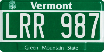 VT license plate LRR987