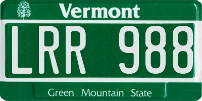 VT license plate LRR988