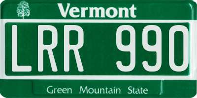 VT license plate LRR990