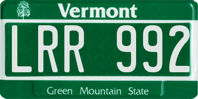 VT license plate LRR992