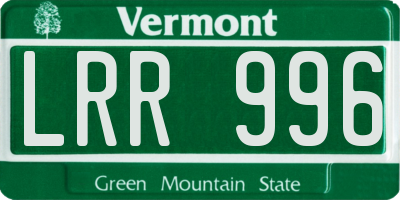 VT license plate LRR996