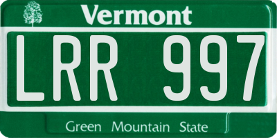 VT license plate LRR997