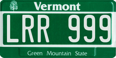 VT license plate LRR999