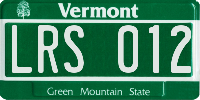 VT license plate LRS012