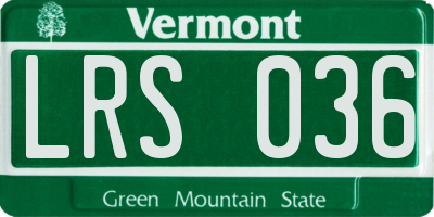 VT license plate LRS036