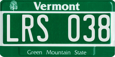 VT license plate LRS038