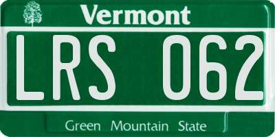 VT license plate LRS062