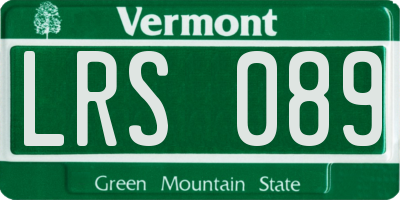 VT license plate LRS089