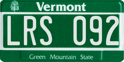VT license plate LRS092
