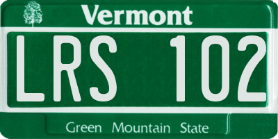 VT license plate LRS102