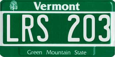 VT license plate LRS203