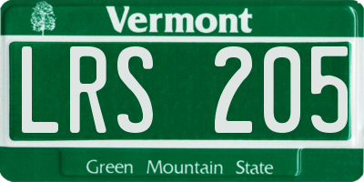 VT license plate LRS205