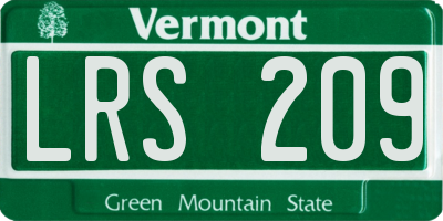 VT license plate LRS209