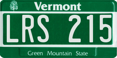 VT license plate LRS215