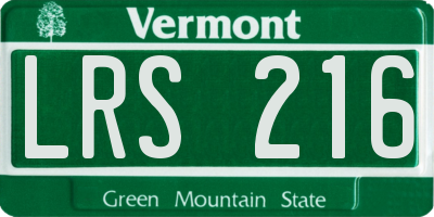 VT license plate LRS216