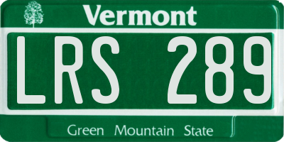 VT license plate LRS289