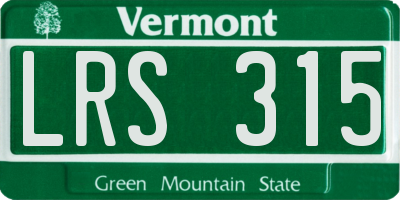 VT license plate LRS315