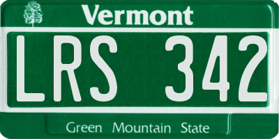 VT license plate LRS342