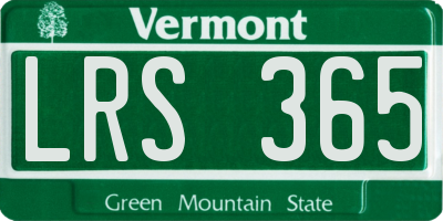 VT license plate LRS365