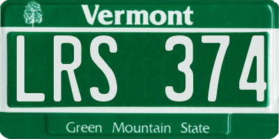 VT license plate LRS374