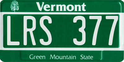 VT license plate LRS377