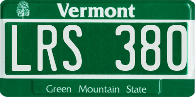 VT license plate LRS380