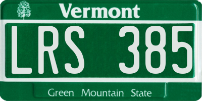 VT license plate LRS385