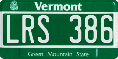 VT license plate LRS386