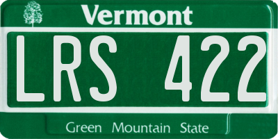 VT license plate LRS422