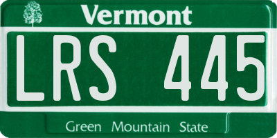 VT license plate LRS445